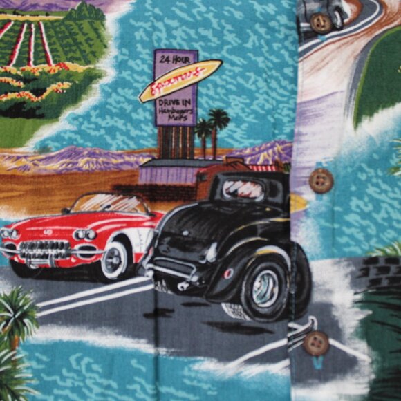 Reyn Spooner Hawaiian Shirt Mens XL Spooners Car 100% Rayon S/S Button Up - Picture 6 of 13